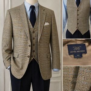 Brooks Brothers Men's  Blazer & Waistcoat in Tan Plaid
